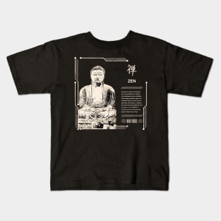 Japanese Zen Buddhism Spiritual Meditation Kanji Characters 649 Kids T-Shirt